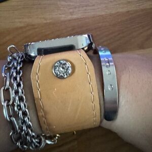 Spark*l Louis Vuitton Tan Sivella Watchband size 2 with LV logo.